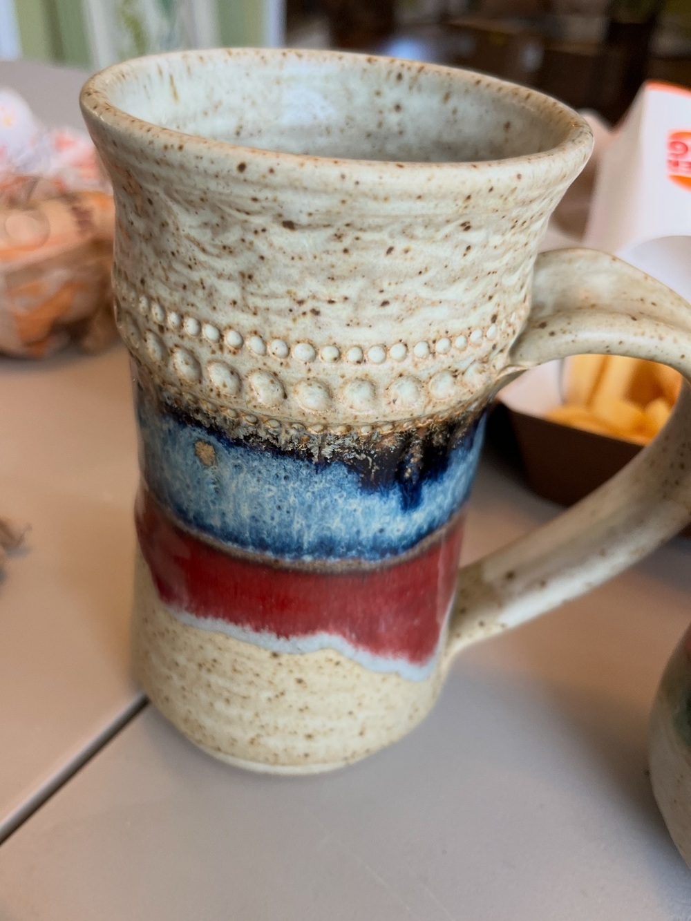 Rustic Leon Kula Mug with Blue and Red Glaze
